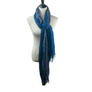Navy Blue Scarf Wrap Women One Size Gauzy Woven‎ Lightweight Fringe Pink Yellow